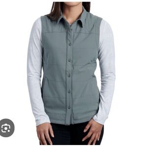Kuhl Women's Aurora Vest Sagebrush gray Quilted Snap-Front Vest - M
